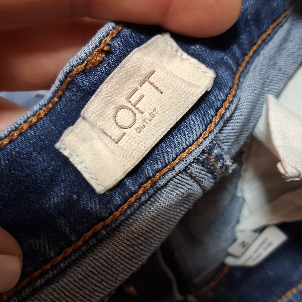LOFT Modern Skinny High Rise Denim Jeans with Button Detail - Picture 8 of 8